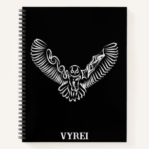 Black and White Tribal Flying Owl Notebook