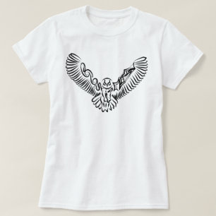 Black and White Tribal Flying Owl T-Shirt