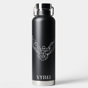 Black and White Tribal Flying Owl Water Bottle