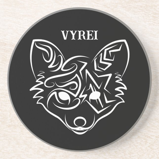 Black and White Tribal Fox Coaster (Front)