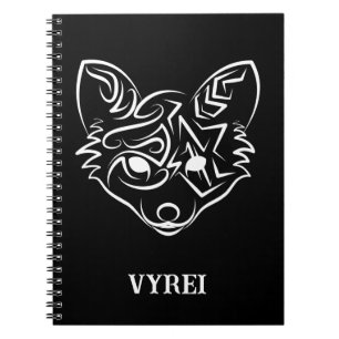 Black and White Tribal Fox Notebook
