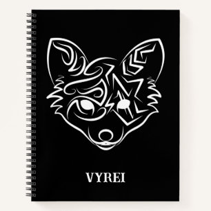 Black and White Tribal Fox Notebook