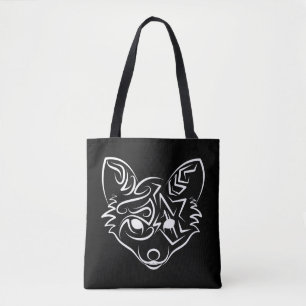 Black and White Tribal Fox Tote Bag