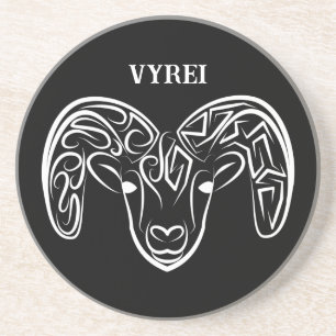 Black and White Tribal Goat / Sheep Coaster