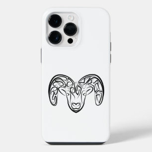Black and White Tribal Goat / Sheep iPhone 14 Pro Max Case