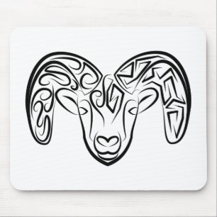 Black and White Tribal Goat / Sheep Mouse Pad