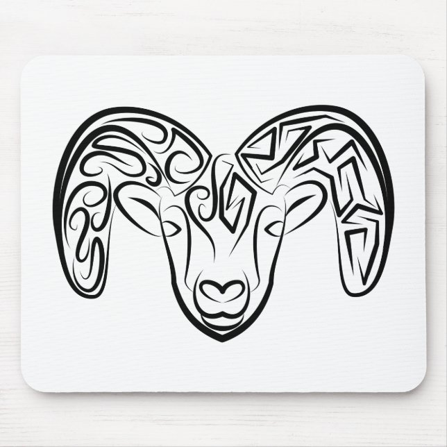 Black and White Tribal Goat / Sheep Mouse Pad (Front)