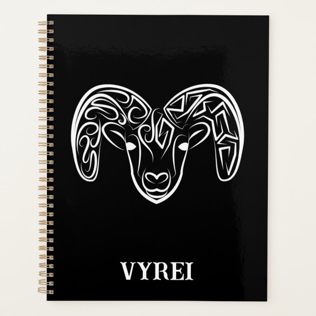 Black and White Tribal Goat / Sheep Planner (Front)