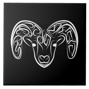 Black and White Tribal Goat / Sheep Tile