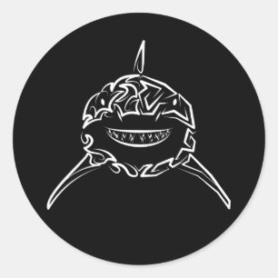 Black and White Tribal Great White Shark Classic Round Sticker