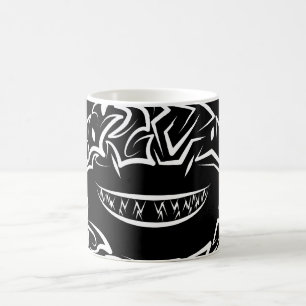 Black and White Tribal Great White Shark Coffee Mug