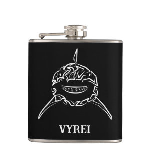 Black and White Tribal Great White Shark Hip Flask