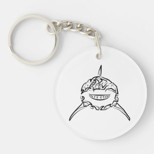 Black and White Tribal Great White Shark Key Ring