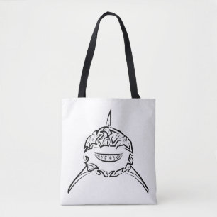 Black and White Tribal Great White Shark Tote Bag