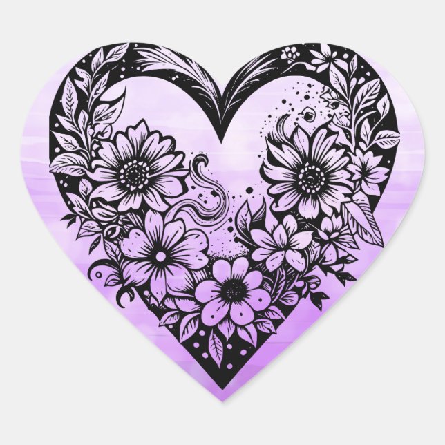 Black and White Tribal Heart Sticker (Front)