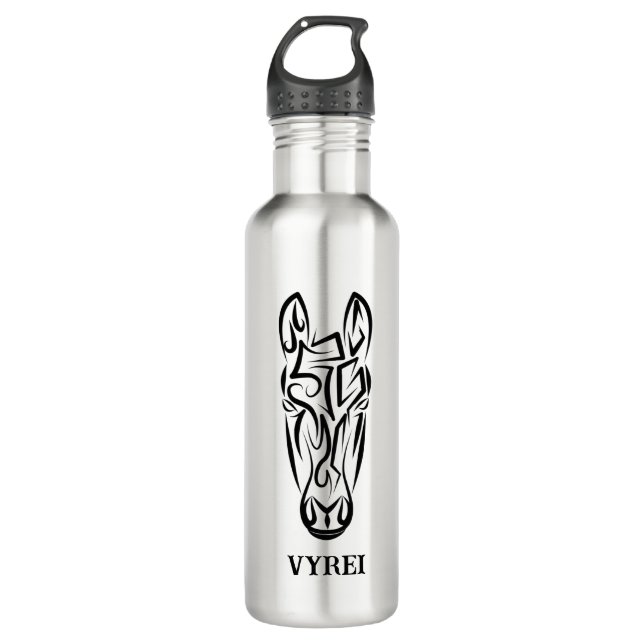 Black and White Tribal Horse 710 Ml Water Bottle (Front)