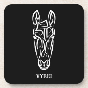 Black and White Tribal Horse Coaster