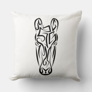 Black and White Tribal Horse Cushion