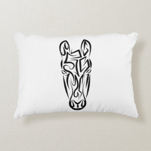 Black and White Tribal Horse Decorative Cushion