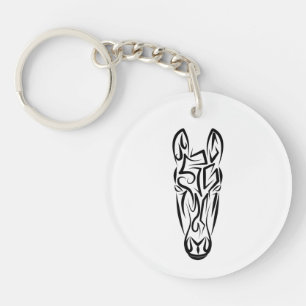 Black and White Tribal Horse Key Ring