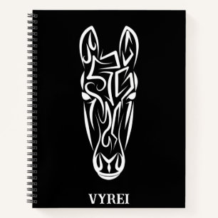 Black and White Tribal Horse Notebook