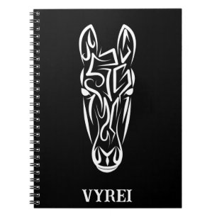 Black and White Tribal Horse Notebook