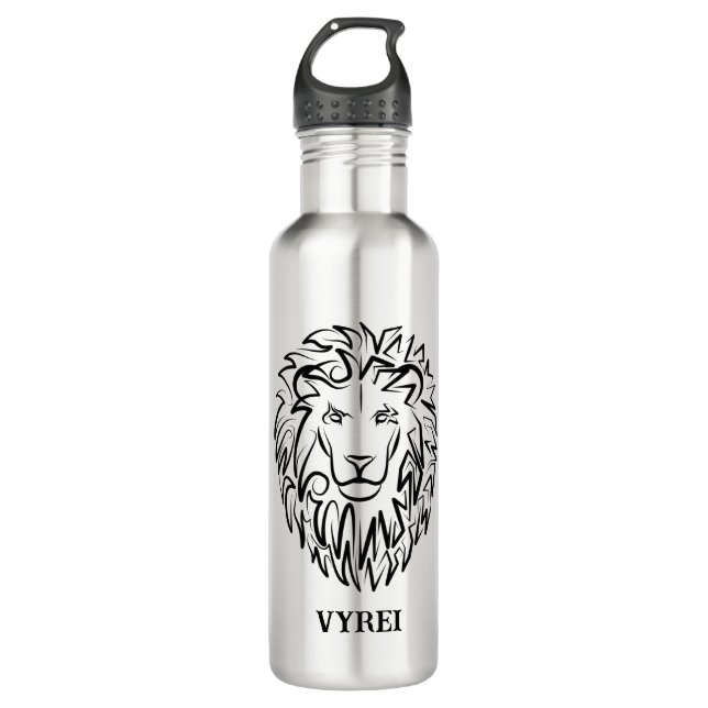 Black and White Tribal Lion 710 Ml Water Bottle (Front)
