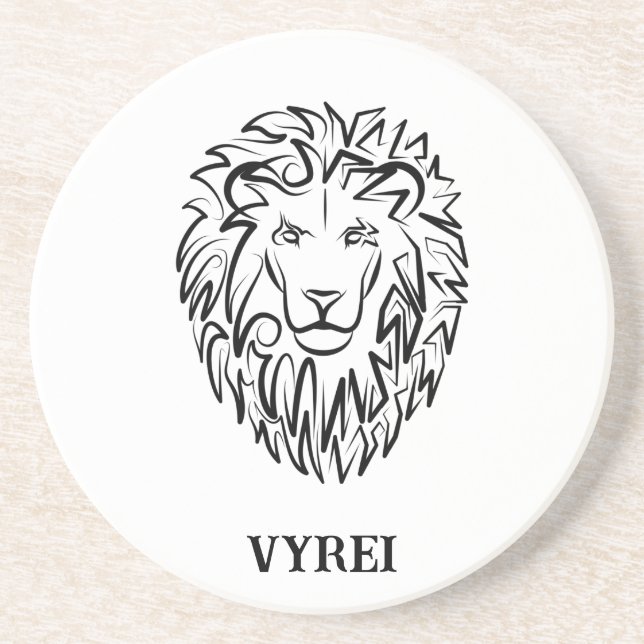 Black and White Tribal Lion Coaster (Front)