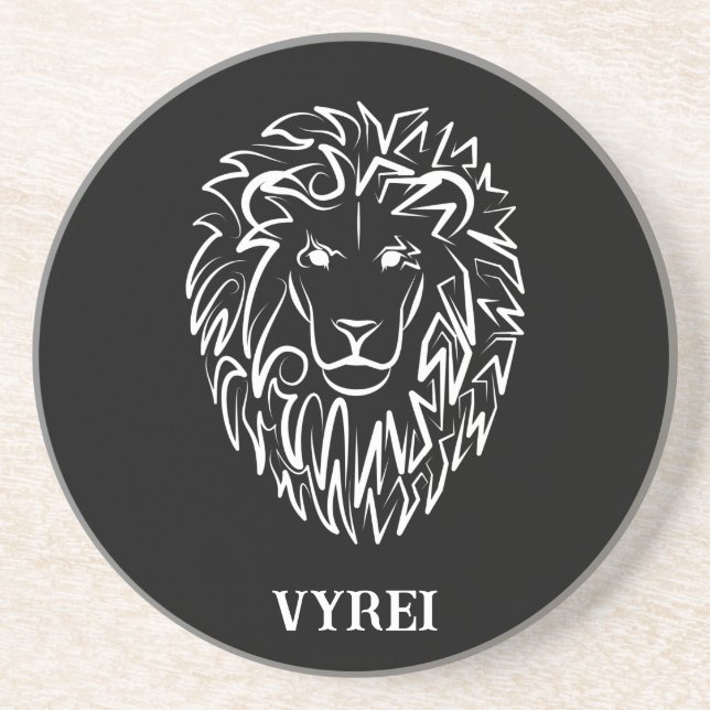 Black and White Tribal Lion Coaster (Front)