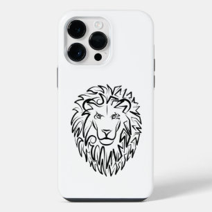 Black and White Tribal Lion iPhone 14 Pro Max Case
