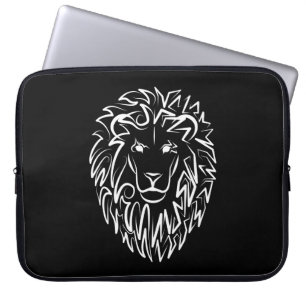 Black and White Tribal Lion Laptop Sleeve