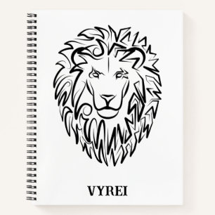 Black and White Tribal Lion Notebook