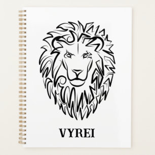 Black and White Tribal Lion Planner