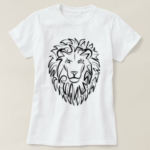 Black and White Tribal Lion T-Shirt