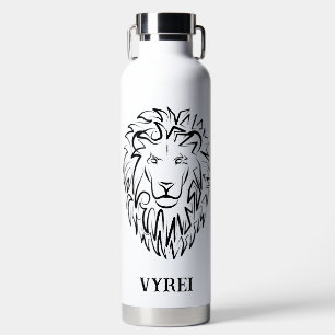 Black and White Tribal Lion Water Bottle