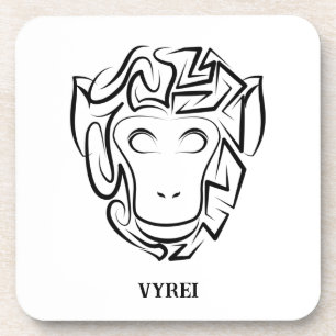 Black and White Tribal Lynx Beverage Coaster