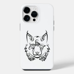 Black and White Tribal Lynx iPhone 14 Pro Max Case