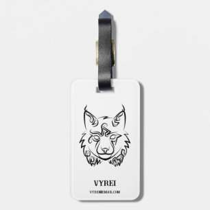 Black and White Tribal Lynx Luggage Tag