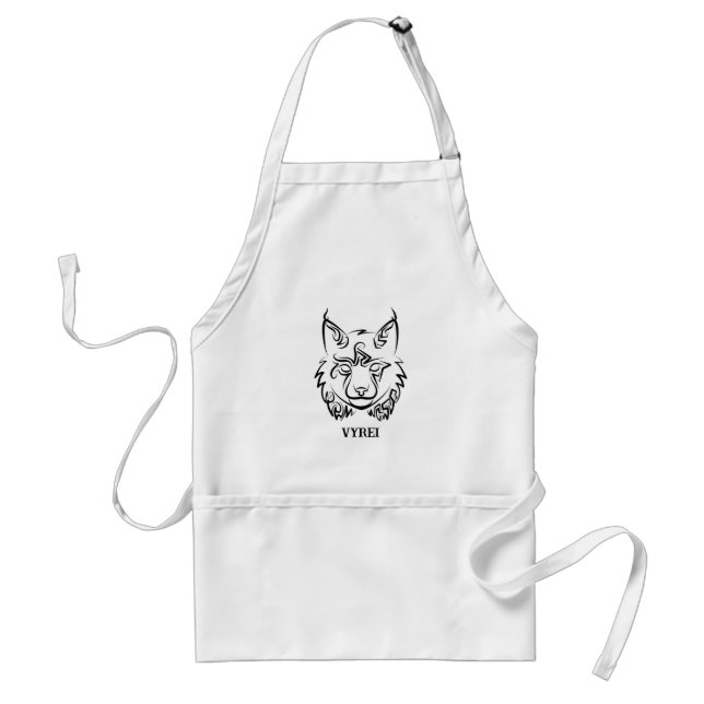 Black and White Tribal Lynx Standard Apron (Front)