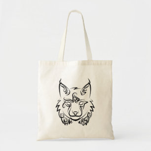 Black and White Tribal Lynx Tote Bag