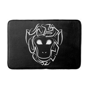Black and White Tribal Monkey Bath Mat