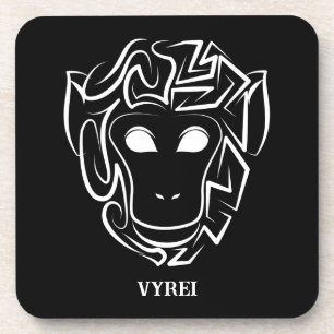 Black and White Tribal Monkey Coaster