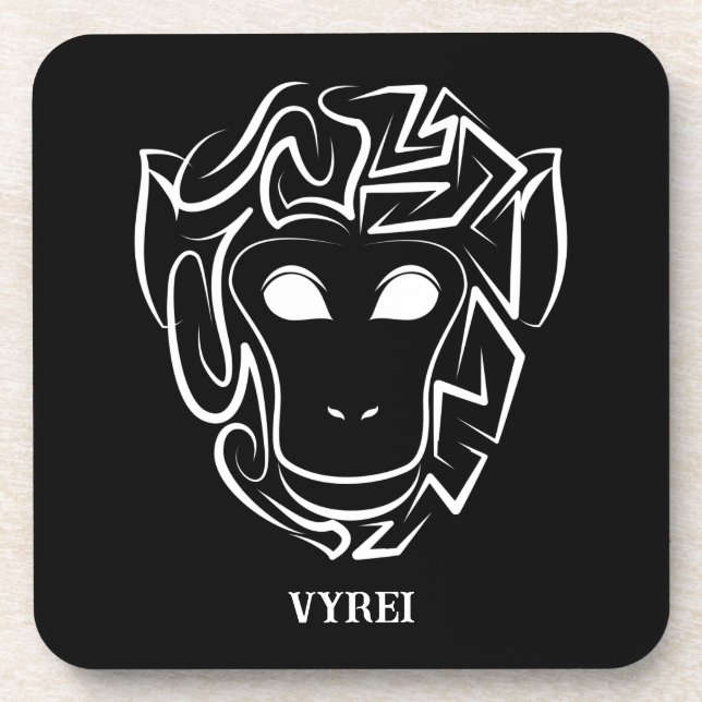 Black and White Tribal Monkey Coaster (Front)