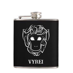 Black and White Tribal Monkey Hip Flask