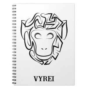 Black and White Tribal Monkey Notebook