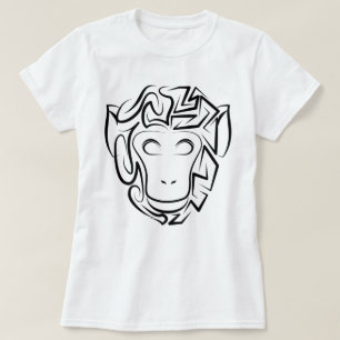Black and White Tribal Monkey T-Shirt