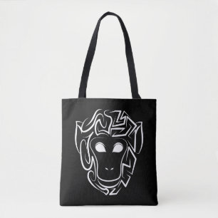 Black and White Tribal Monkey Tote Bag