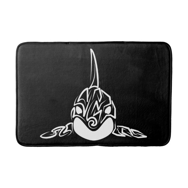 Black and White Tribal Orca Bath Mat (Front)