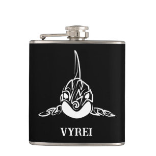 Black and White Tribal Orca Hip Flask