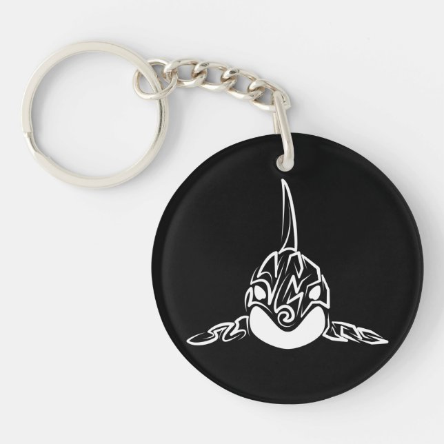 Black and White Tribal Orca Key Ring (Front)